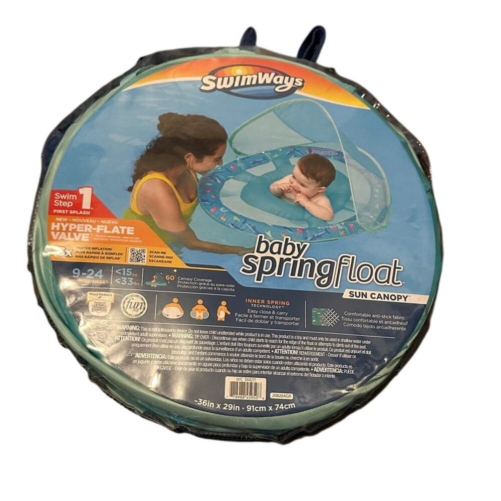 Swim Ways Baby Boat With Sun Canopy 9-24mo Step 1 New Includes Carry Bag